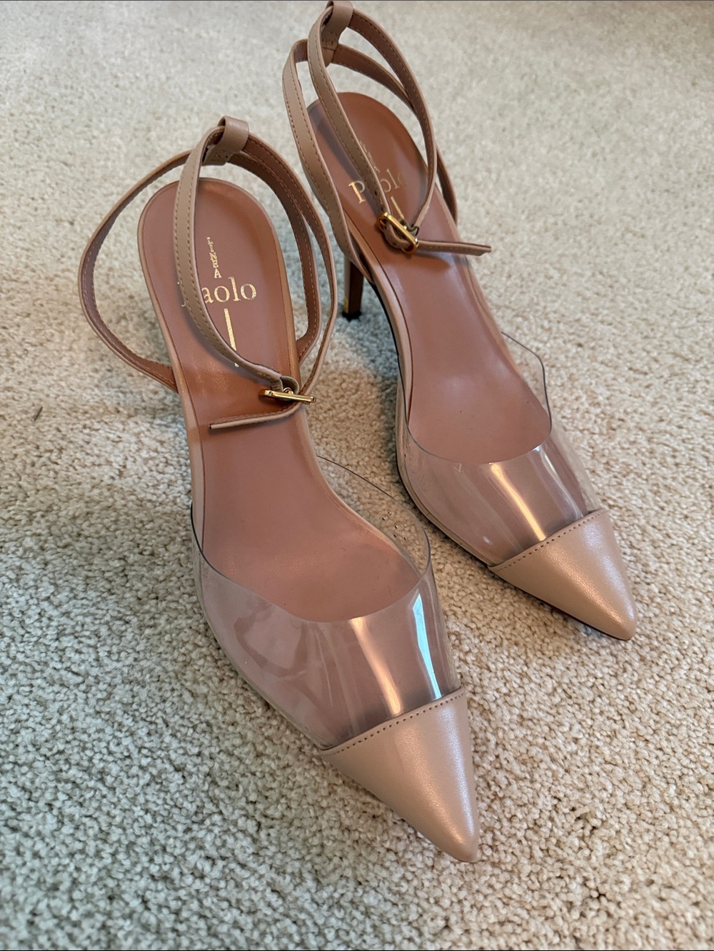 Paolo Blush Nude Pointed-Toe Slingback Pumps